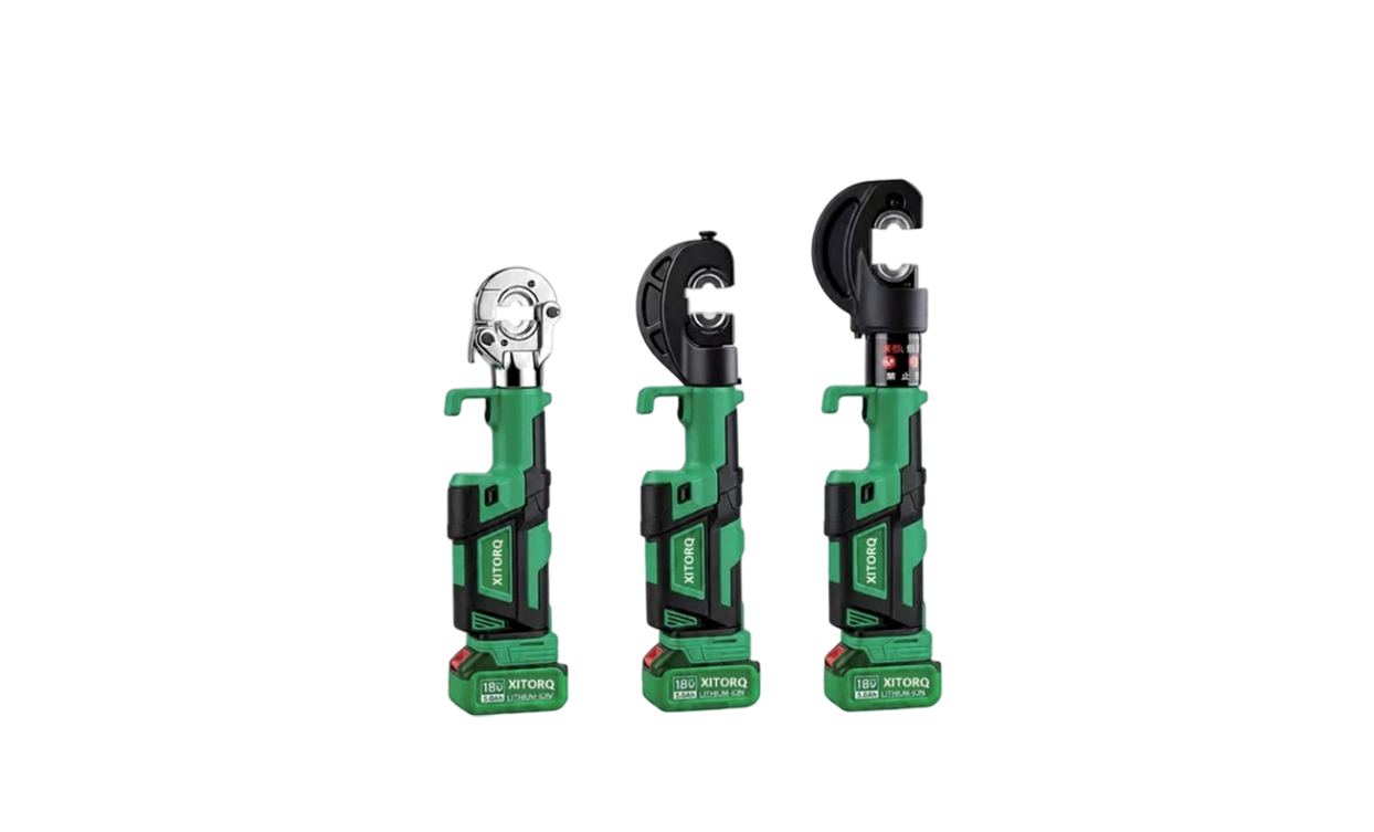 18 V:n litiumioni-hydraulinen puristustyökalu — 60-120 kN voima, 10-400 mm² Cu/Al-kaapeliliittimille
